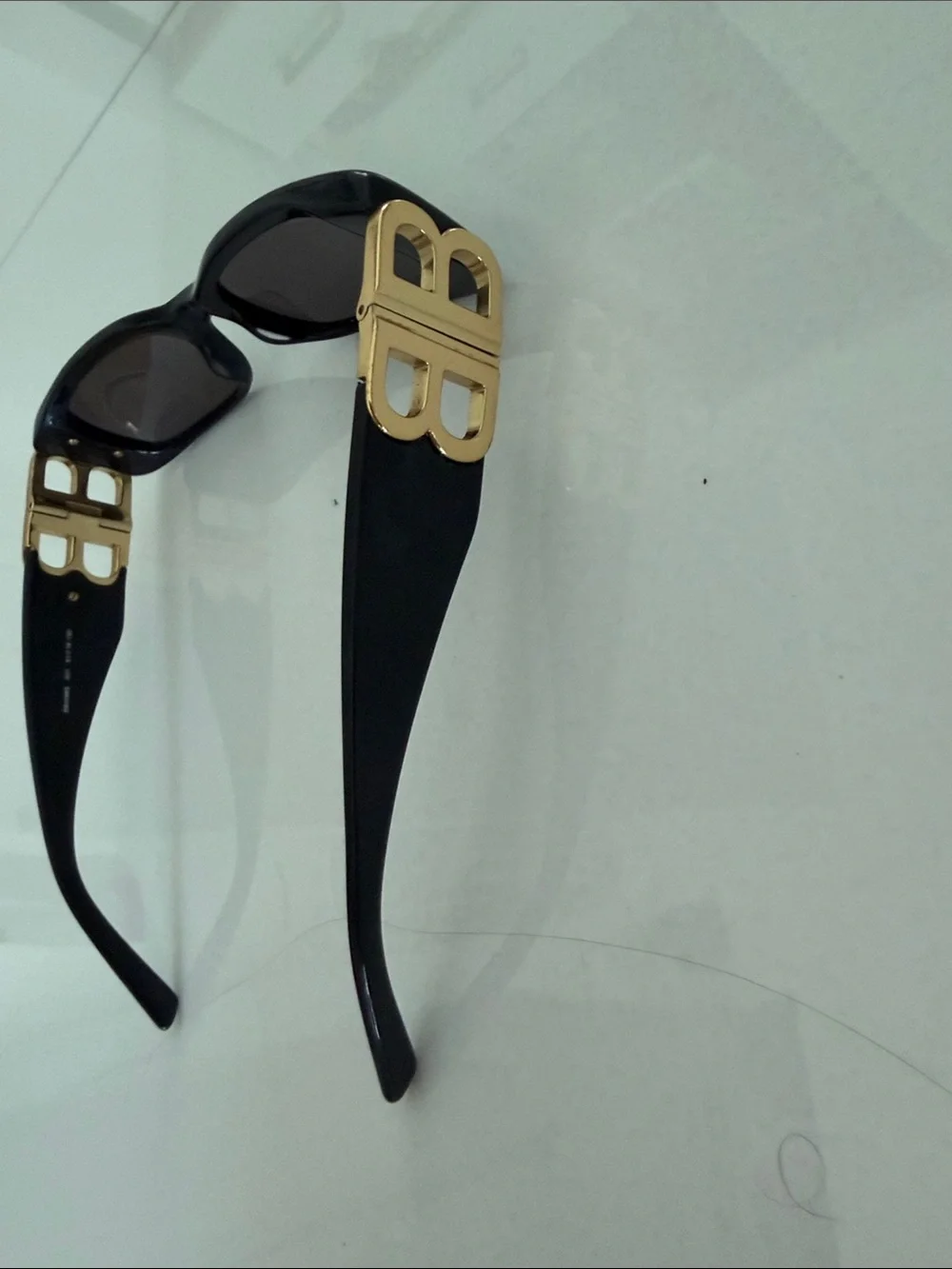 Balenciaga Black Slim Rectangular Sunglasses, used twice no box